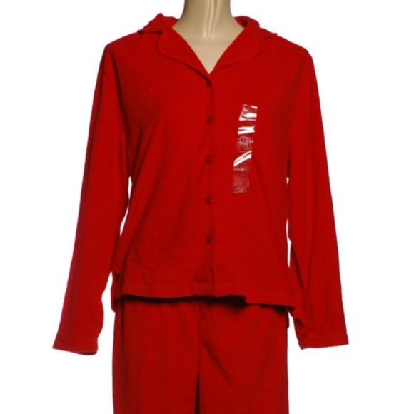 Charter Club Red Fleece Pajamas - Sz Large - Picture 1 of 3